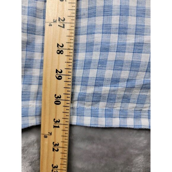 Island Shores Camp Shirt Men's 2XL Blue plaid Linen Blend Short Sleeve Button Up - Picture 2 of 6